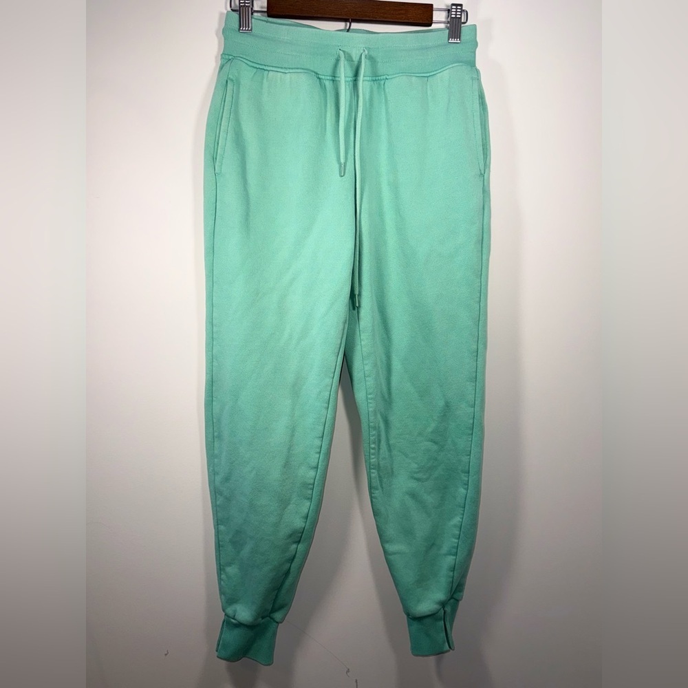 Yogalicious Womens Teal Green drawstring ankle Joggers Pants Size Small